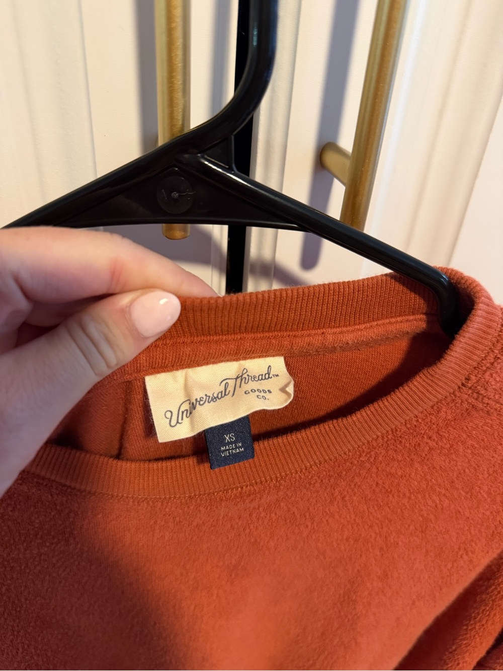 Universal Thread Rust Orange Textured Pullover Sweatshirt - Picture 2 of 3